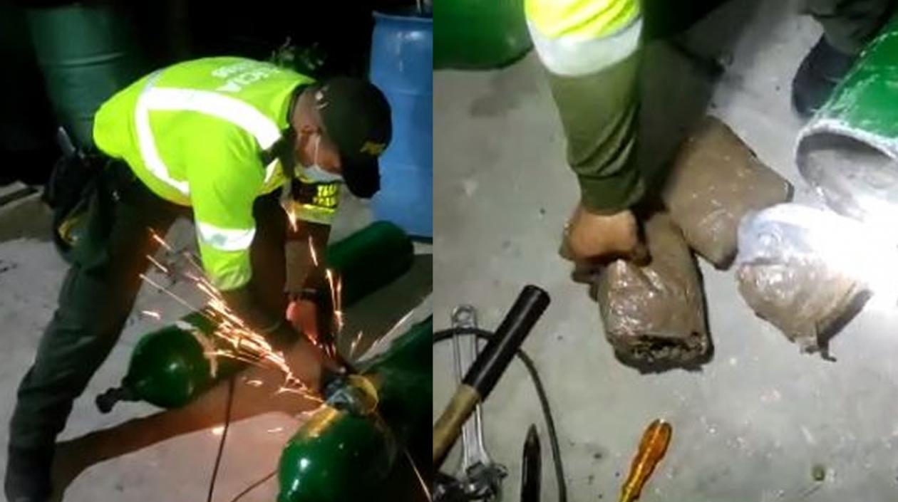 50 kilos de marihuana dentro de cilindros de oxígeno