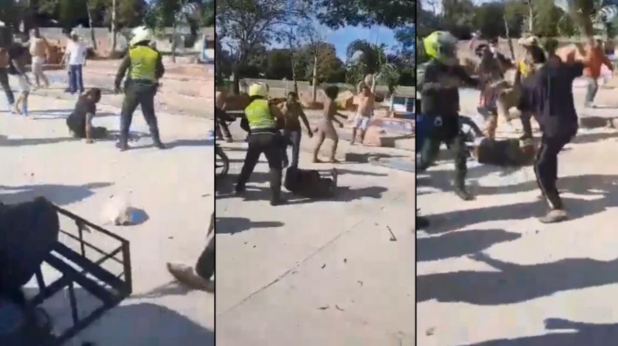 Ladrones golpeados por la comunidad. 