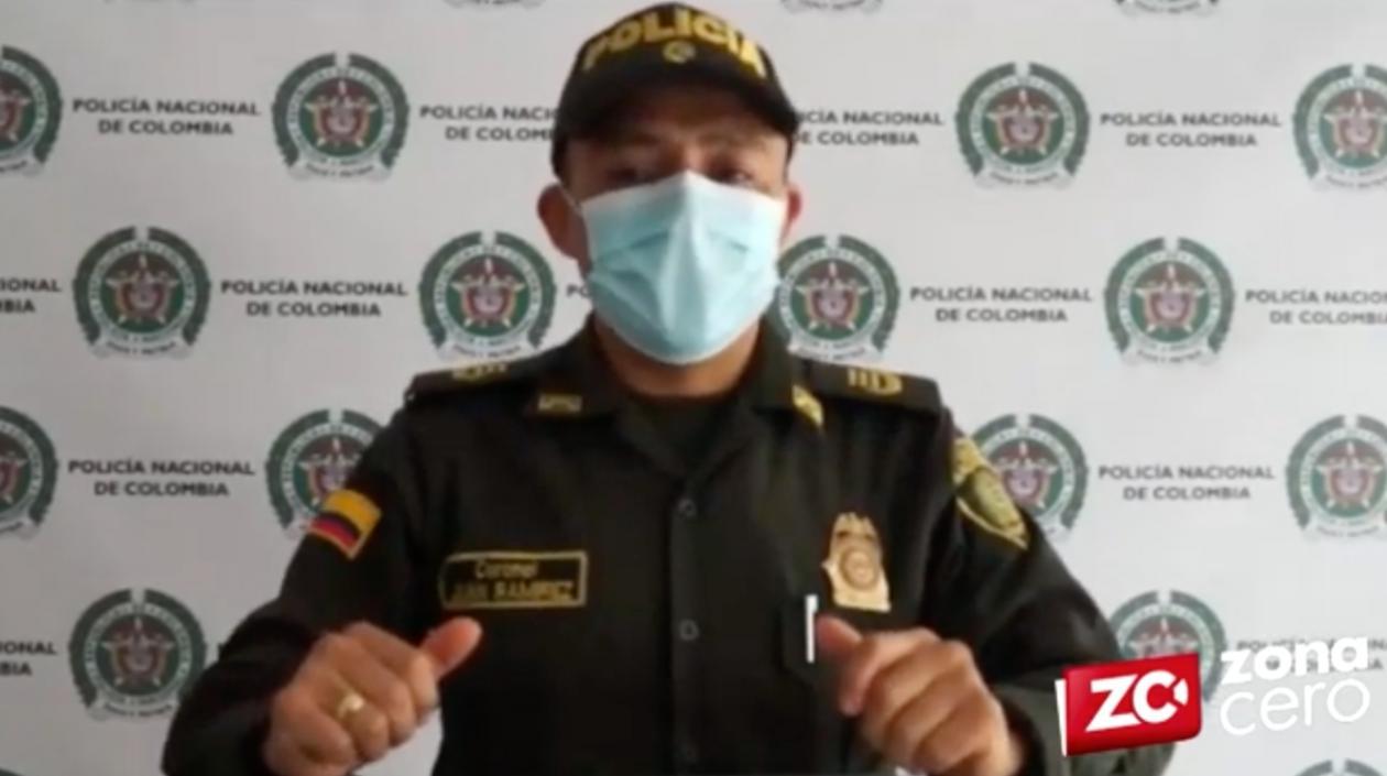 Coronel Juan Carlos Ramírez, comandante de la Policía en Sucre. 