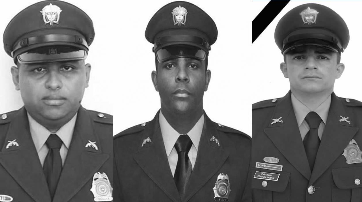 Los tres policías asesinados en Guaranda (Sucre) y Caucasia (Antioquia).