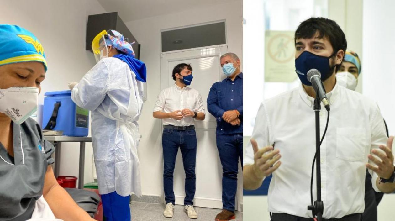 El Alcalde Jaime Pumarejo y el Presidente Iván Duque, asisten a la primera jornada de vacunación contra el Covid-19 en Barranquilla.