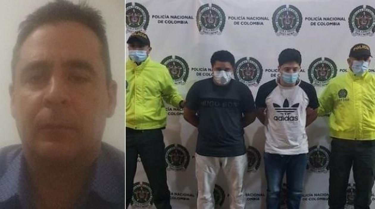 José Nicolás García Henao, hermano de 'Jeringa', y los dos capturados. 