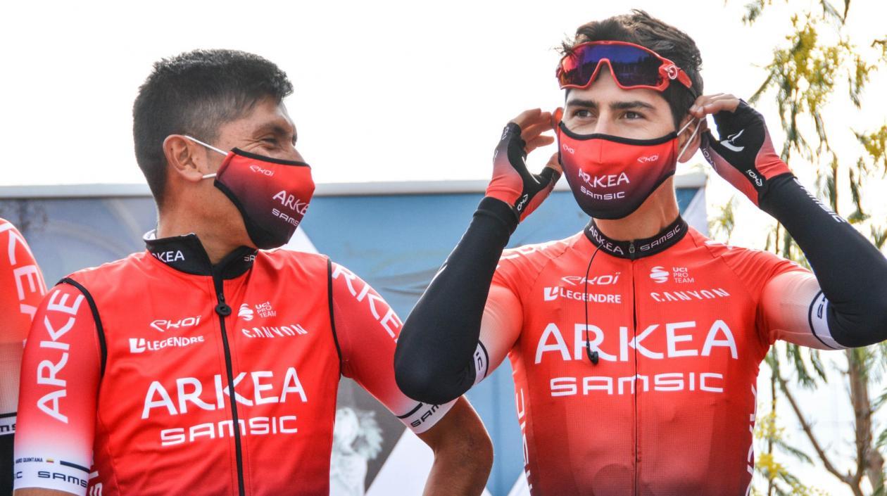 Los colombianos Nairo Quintana y Miguel Flórez. 