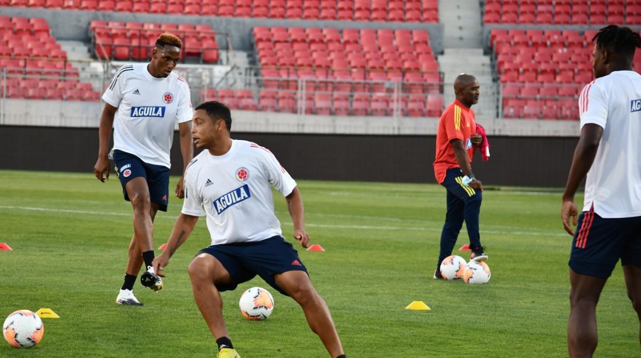 Jugadores de Colombia durante el entrenamiento. 