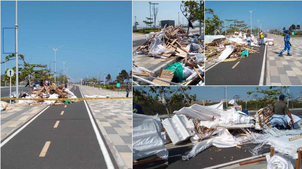 Un día después de lo que el viento ocasionó para decenas de artesanos en el Gran Malecón del Río.