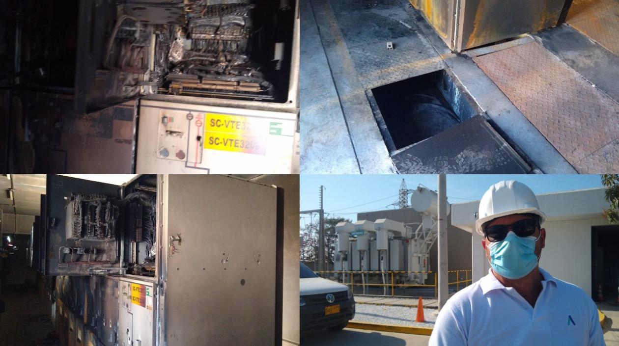 Tren de celdas y el gerente de Air-e, Jhon Toro.