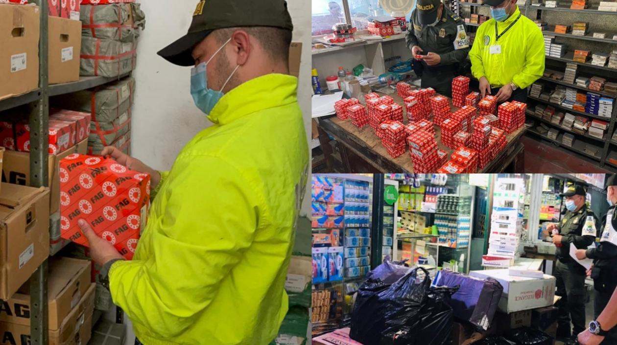 Mercancía de contrabando decomisada por la Policía. 