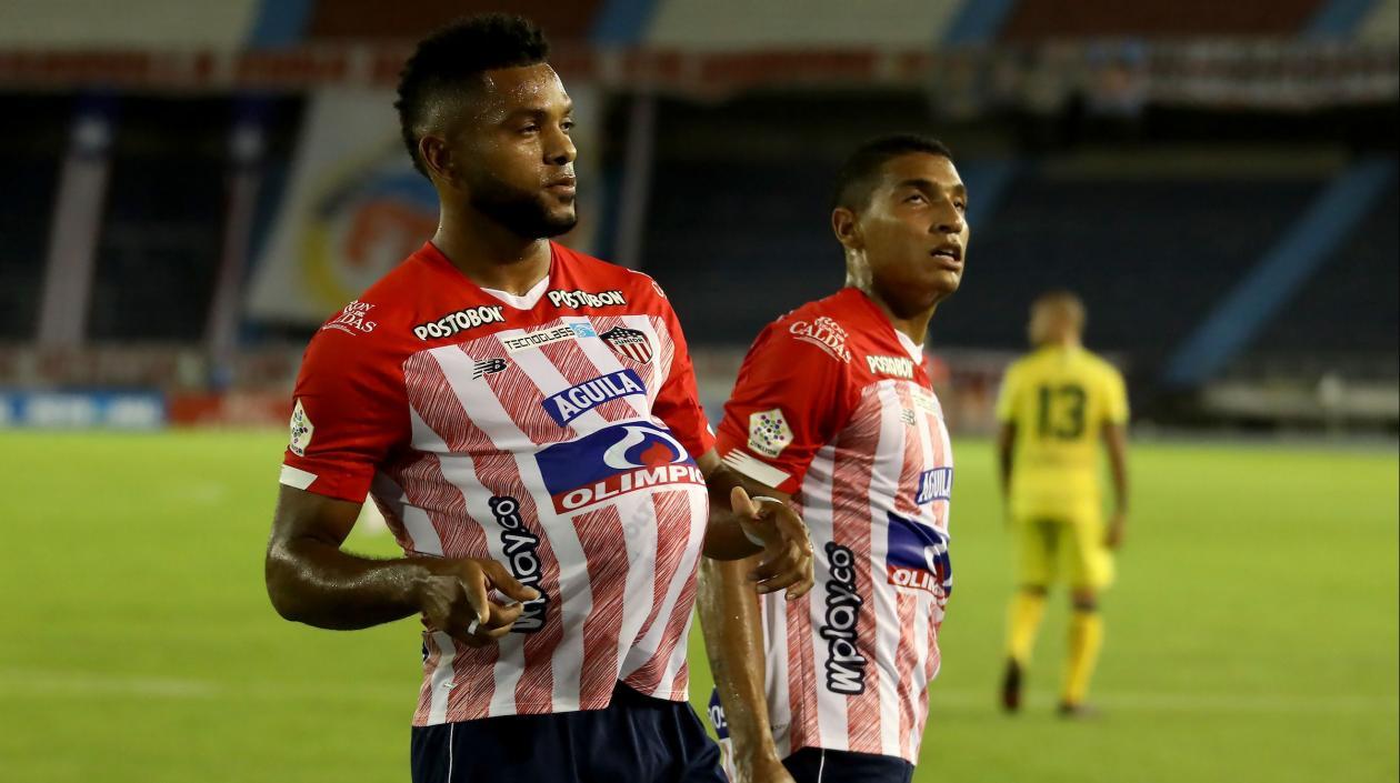 Miguel Ángel Borja celebra el empate ante Bucaramanga.