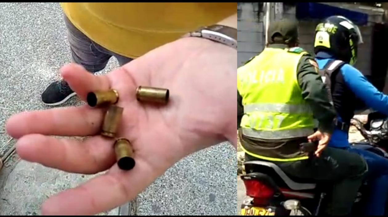 Momento en que el policía inicia la persecución del delincuente tras haberle disparado. 