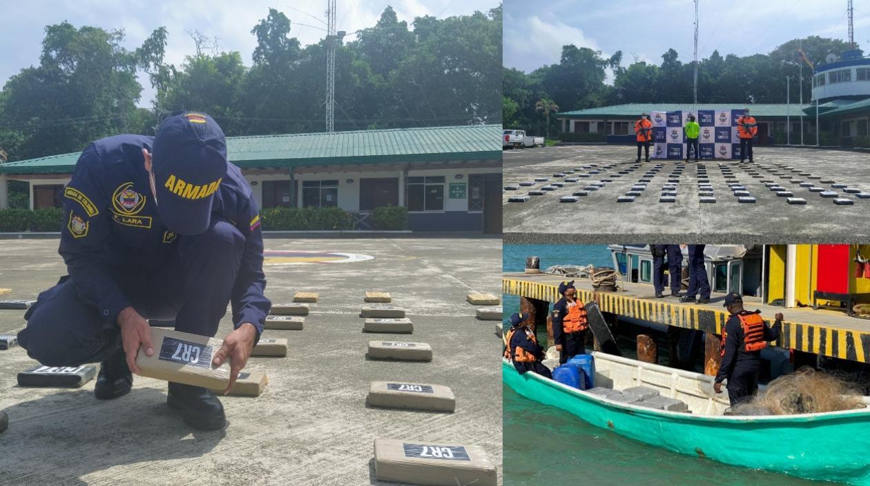 Droga incautada en los dos operativos en aguas del Mar Caribe. 