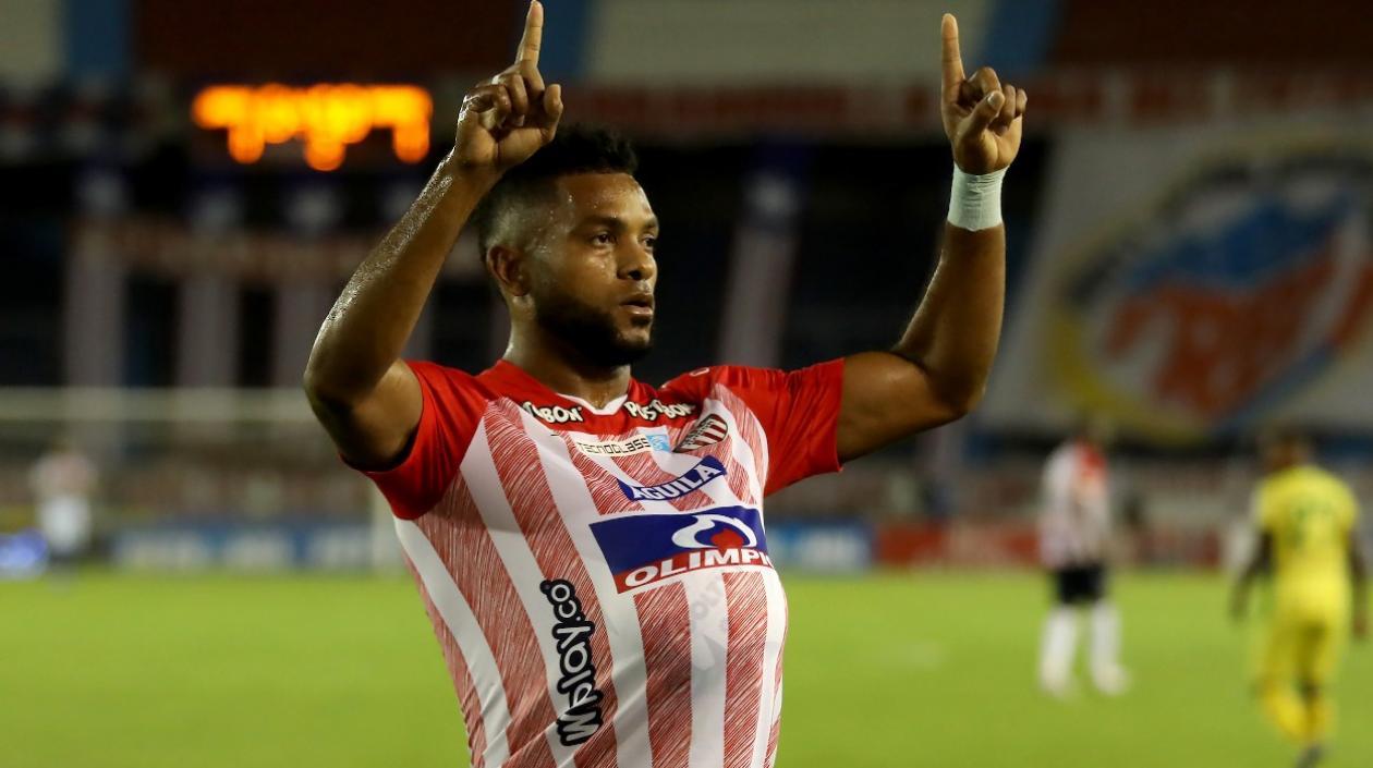 Miguel Ángel Borja celebra su gol ante Bucaramanga. 