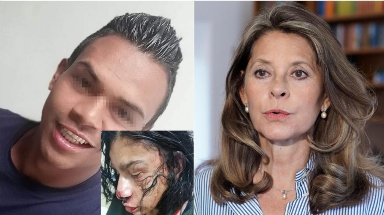 Juan David Marulanda Jaramillo, capturado por agresión a María Camila Gómez Rey. En la otra foto, Marta Lucía Ramírez, vicepresidenta de Colombia.