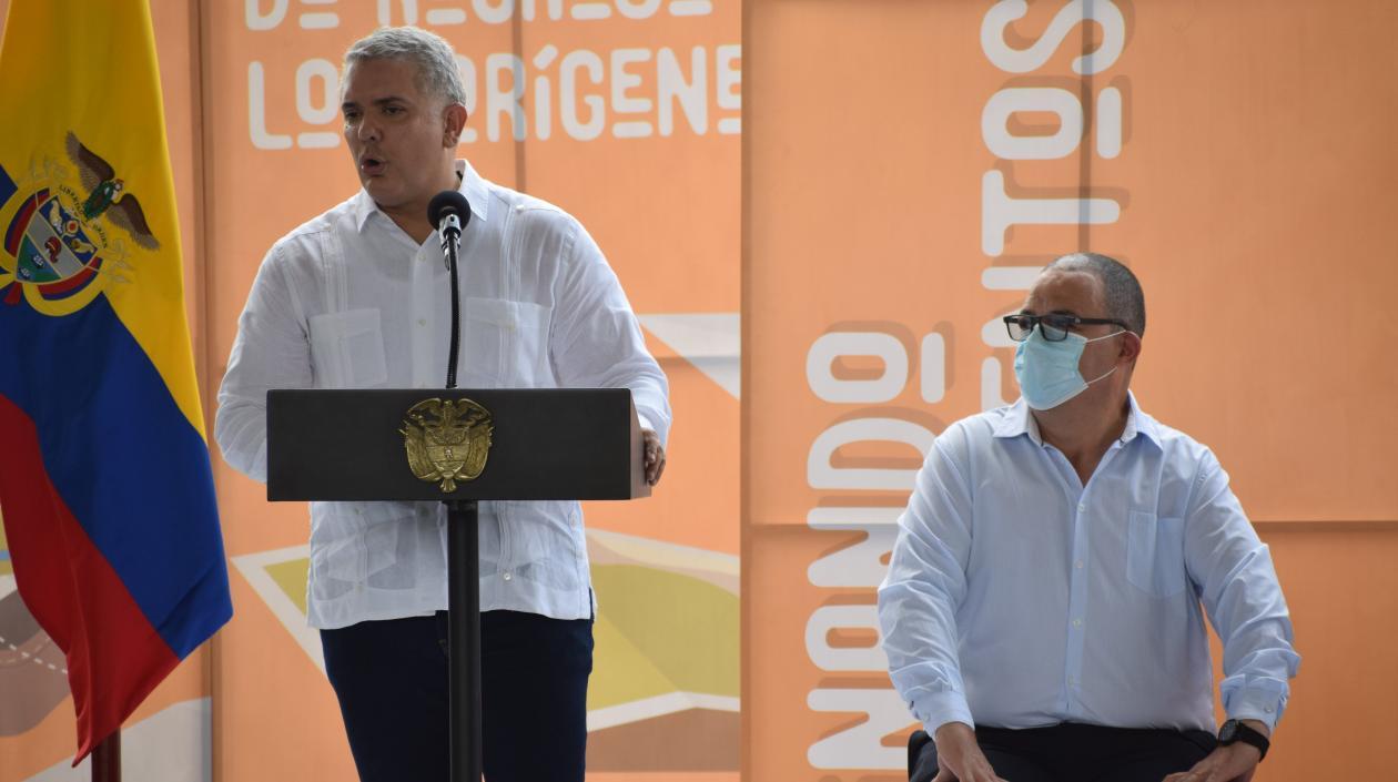 El Presidente Duque con el Alcalde de Baranoa, Roberto Calderón, el pasado 17 de marzo.