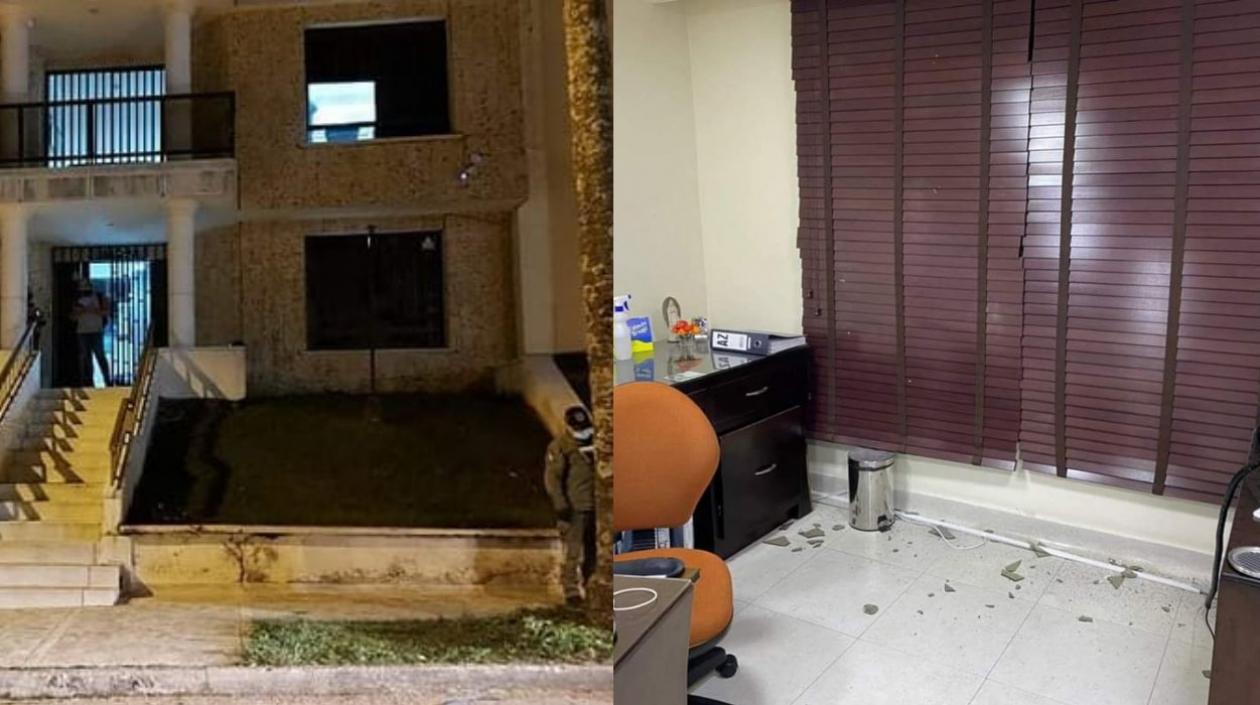 La explosión dañó la fachada de la sede administrativa del Quindío. 