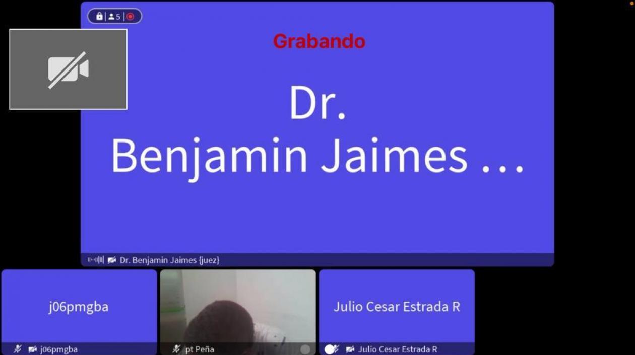 Aspecto de la audiencia virtual contra Carlos Alfredo Cantillo Rodríguez, alias ‘Carlitos Ojitos Verdes'.’