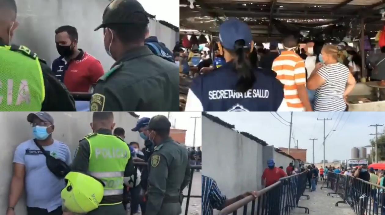 Así operó el control en la Plaza del pescado, por la aglomeración de compradores.