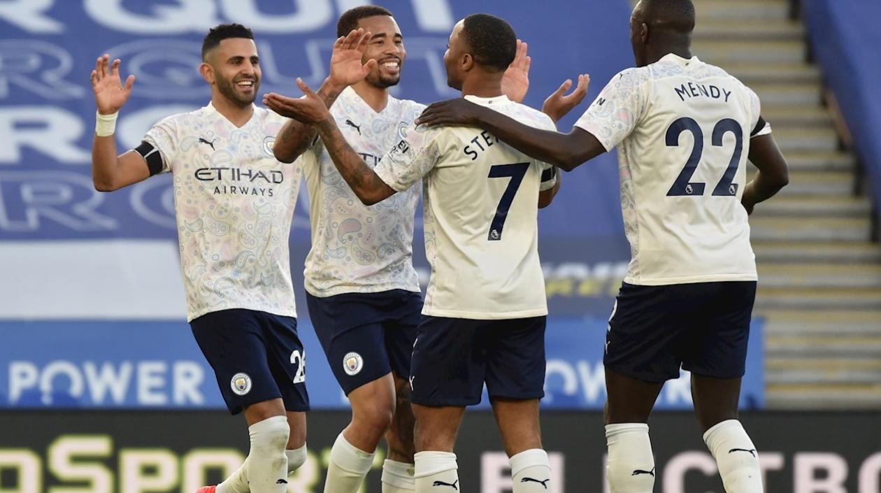 Celebración de los jugadores del City.