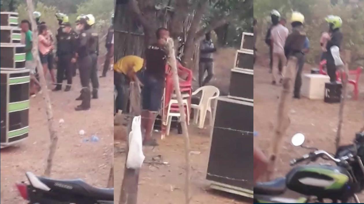 La Policía desarmando un relajo callejero.