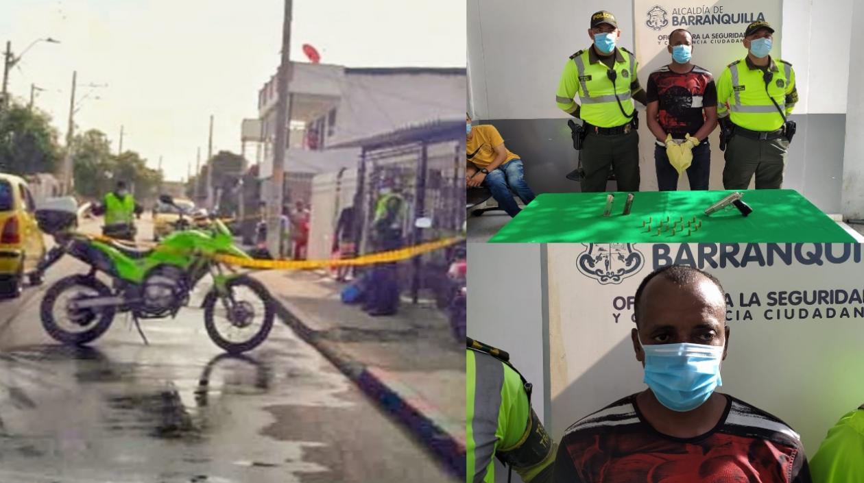 Lugar de los hechos y Asmed Agudelo Martínez, el capturado.