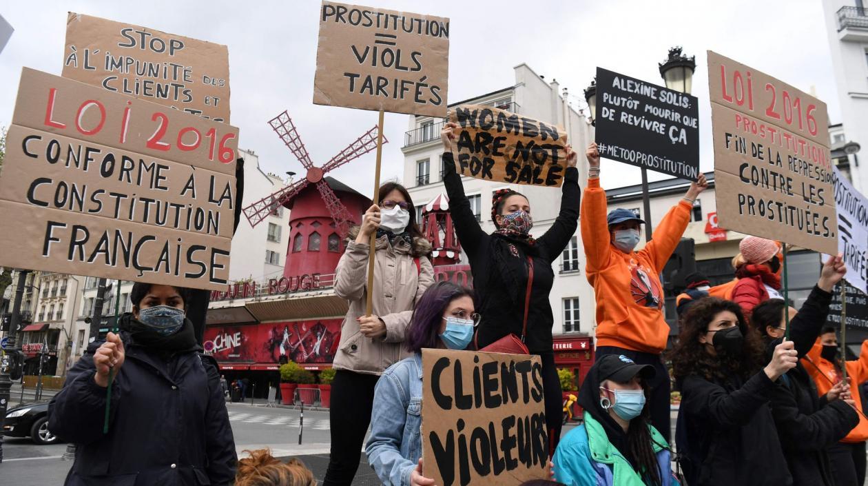 Trabajadoras sexuales durante las protestas. 