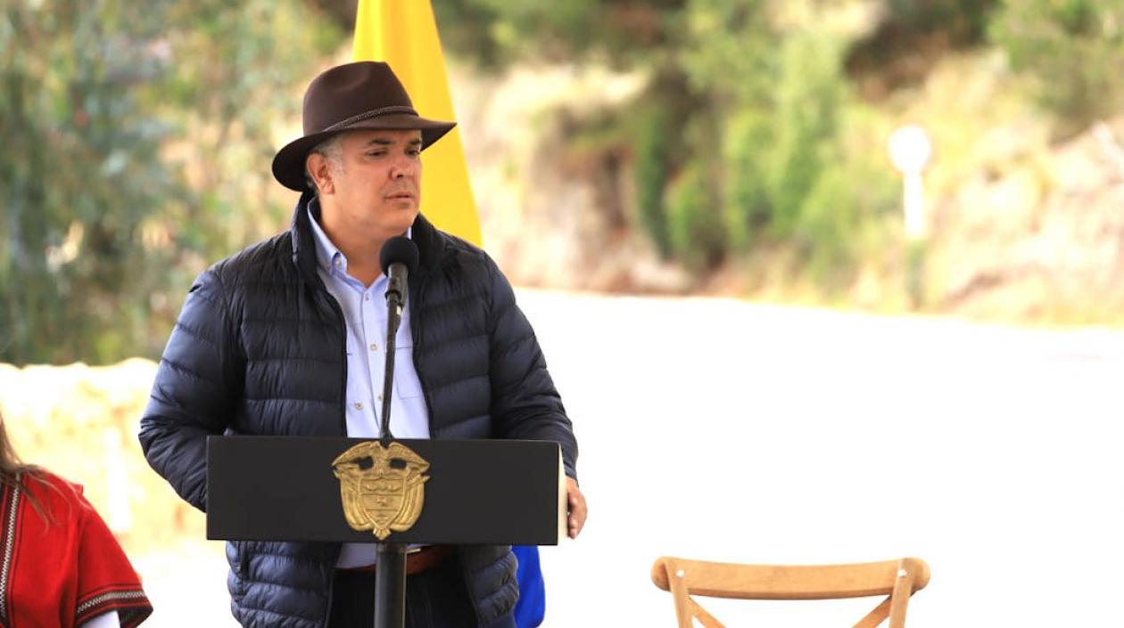 El Presidente Iván Duque durante su visita al departamento de Boyacá.