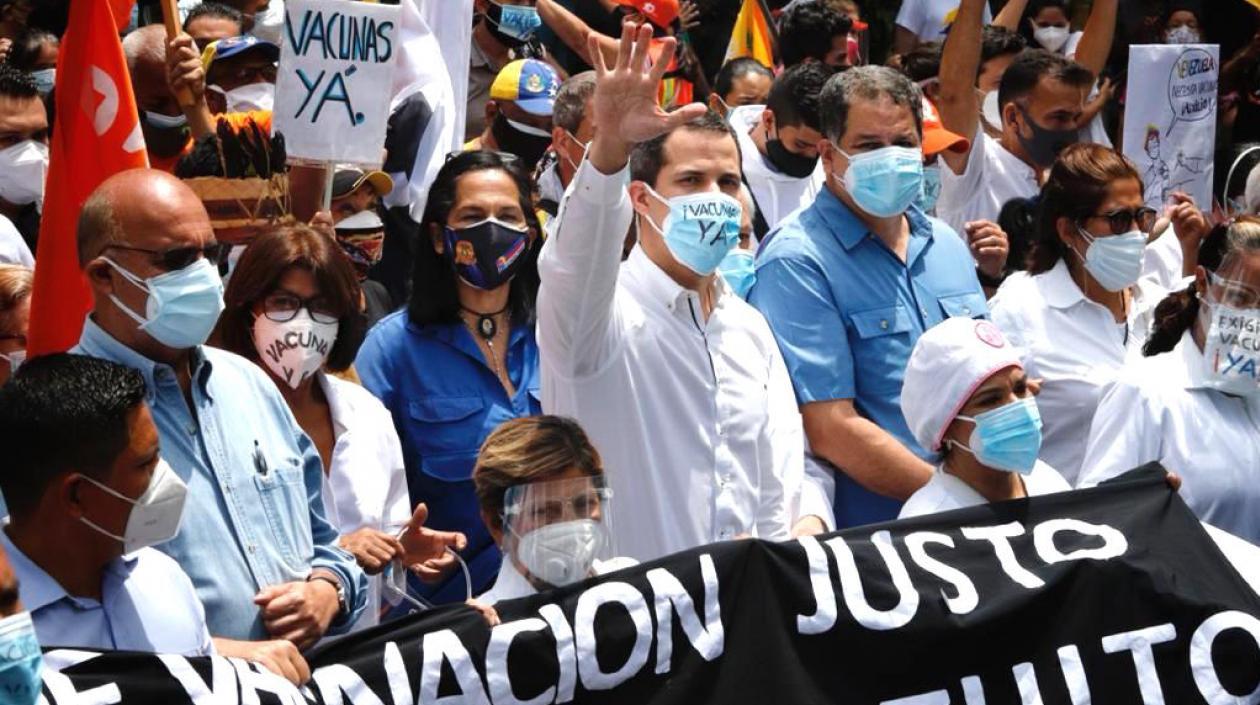 Juan Guaidó durante una concentración que presidió este sábado.