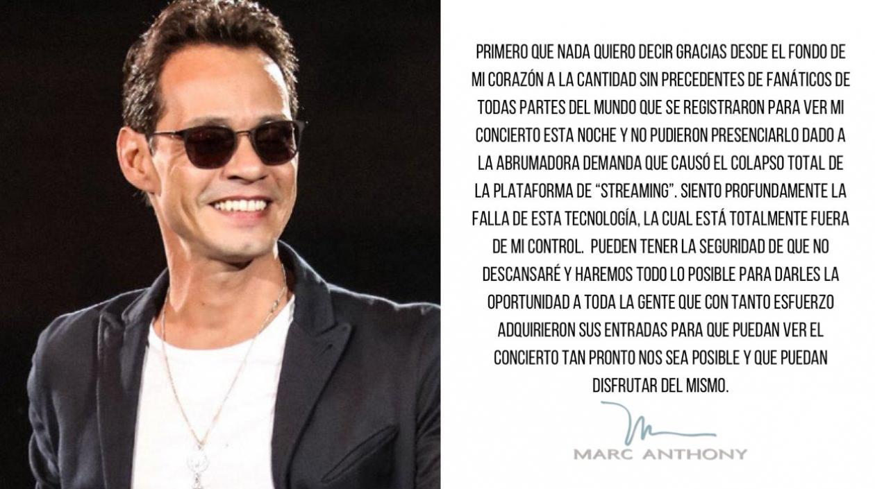 El cantante puertorriqueño Marc Anthony.