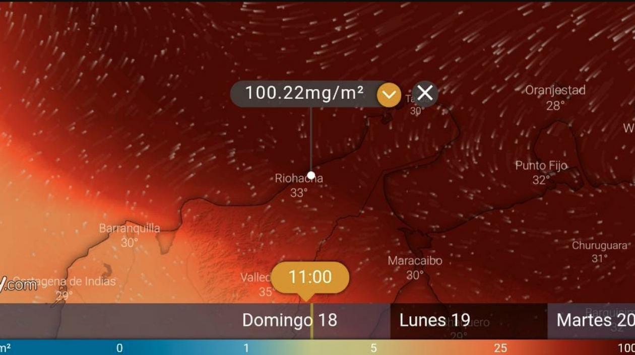 Registro de la presencia de la nube en La Guajira.