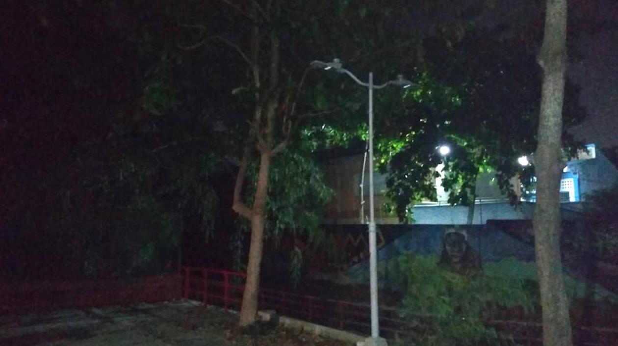 Zona afectada en el parque del estadio Metropolitano.