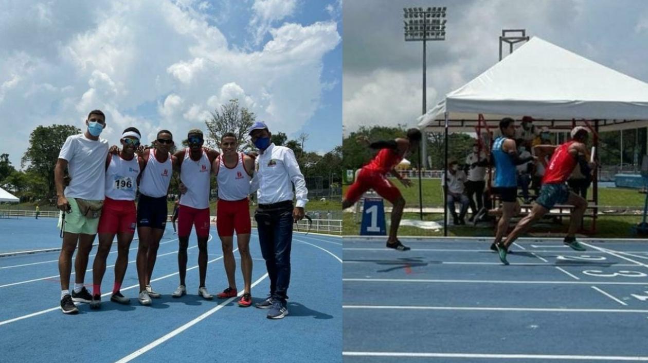  Equipo de 4X400 del Atlántico y Raúl Mena durante la carrera. 