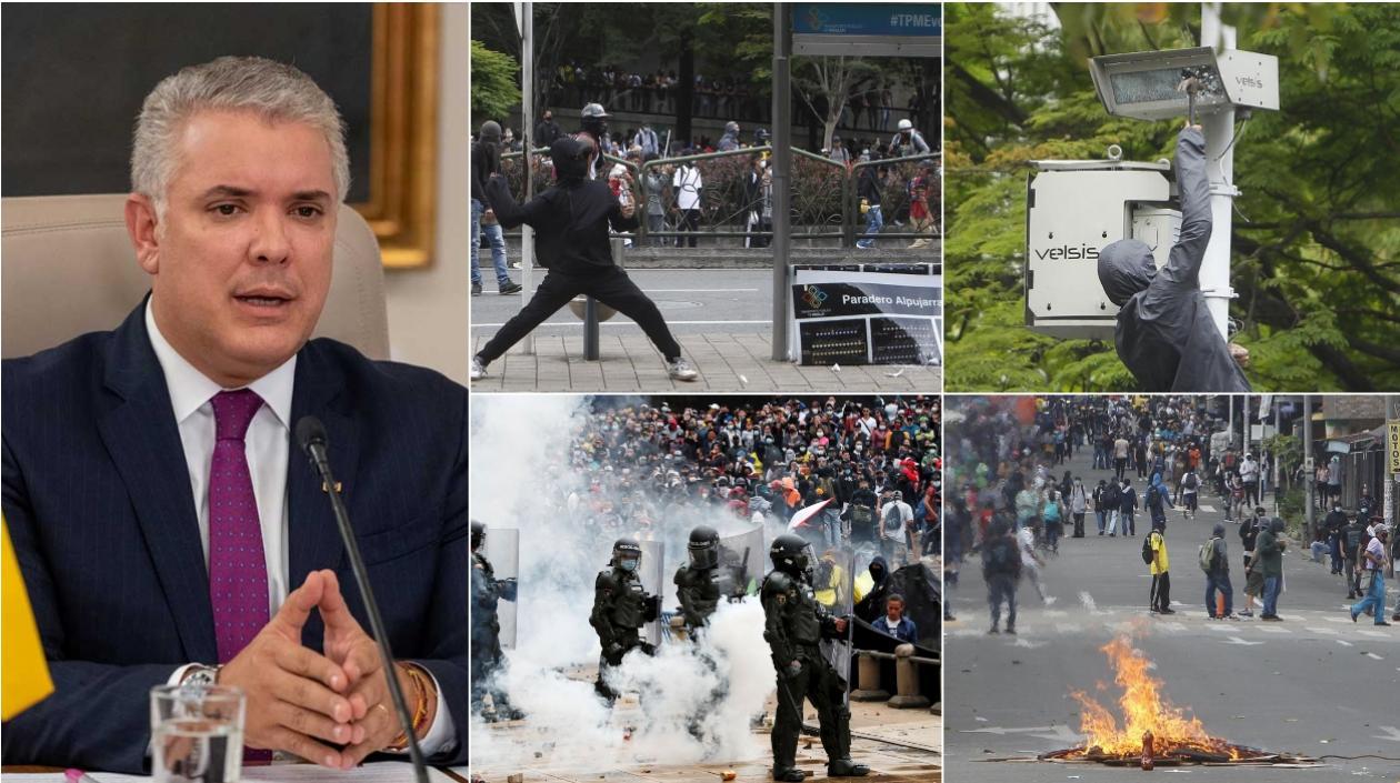 Presidente Duque condenó los hechos de vandalismo en la jornada del paro del miércoles.