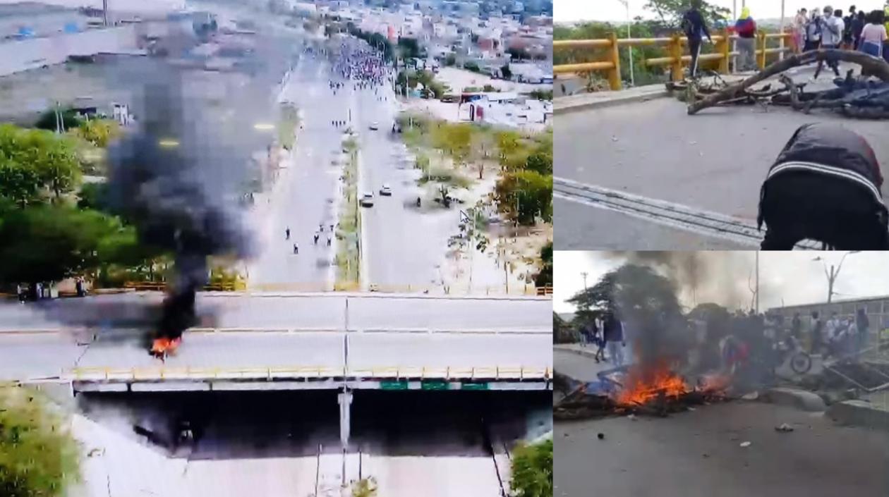 Imágenes del bloqueo.