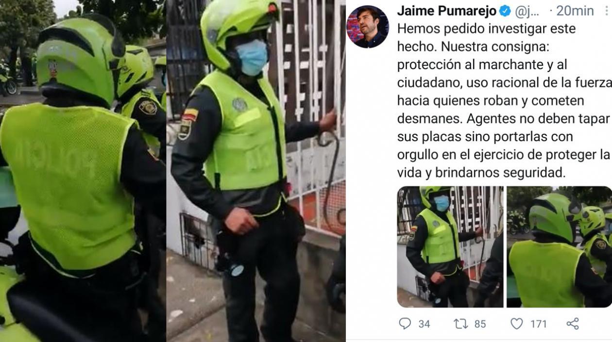 Policías con chalecos al revés