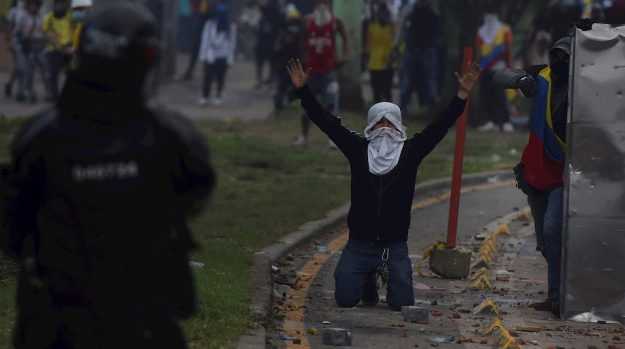Imagen de la protesta en Cali.