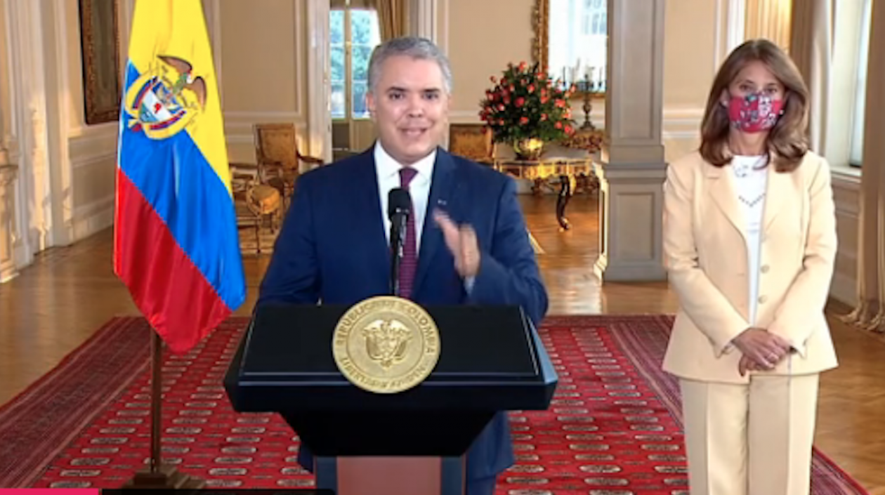 Presidente Duque en una declaración pública en la mañana de este miércoles.
