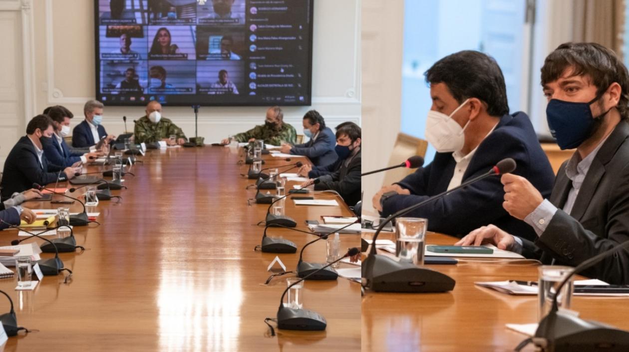 El alcalde de Barranquilla, Jaime Pumarejo, en la reunión de alcaldes capitales con el presidente Duque.