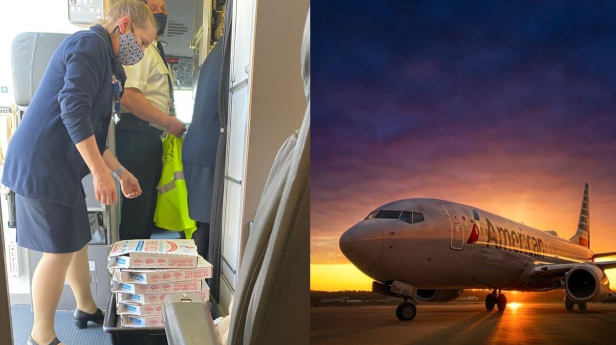 Pedido de pizzas al llegar al avión retrasado. 