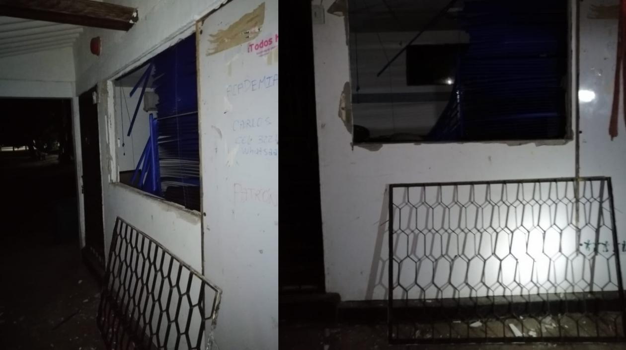 Los ladrones alcanzaron a quitar la reja de una ventana del colegio. 
