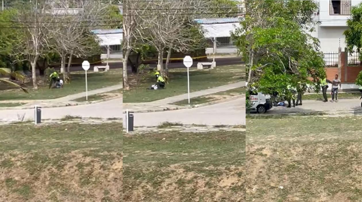 Momento de la balacera en el barrio Miramar. 