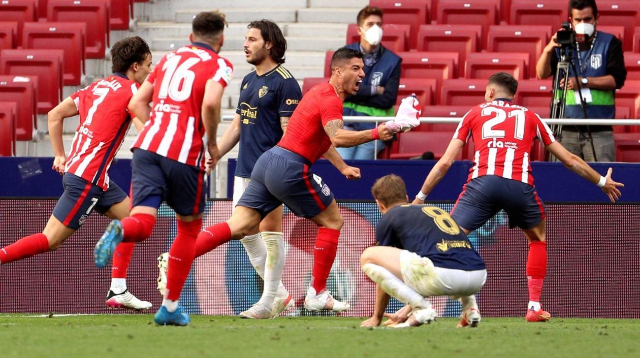 Luis Suárez celebra el gol del triunfo. 