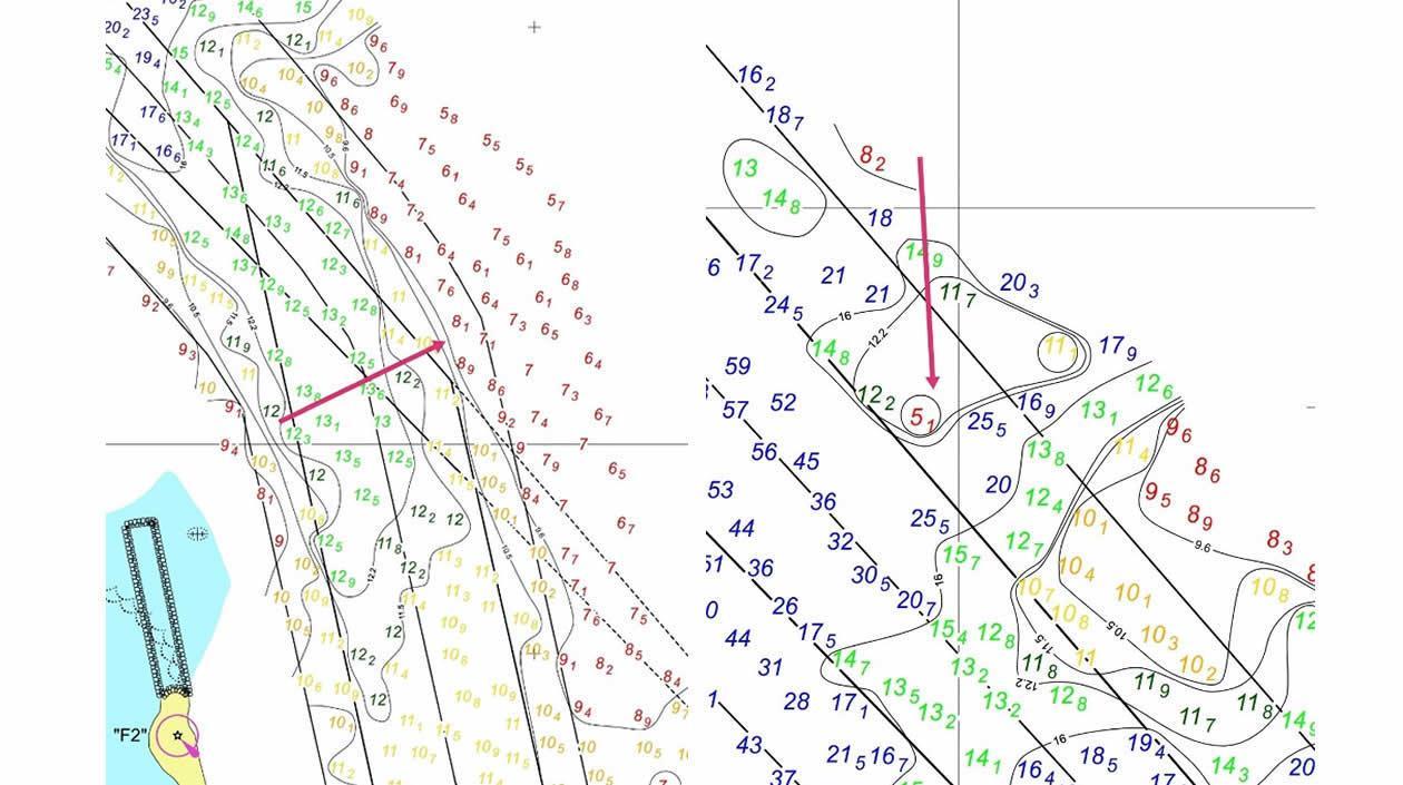 Los puntos críticos del canal en el sector de Bocas de Ceniza.