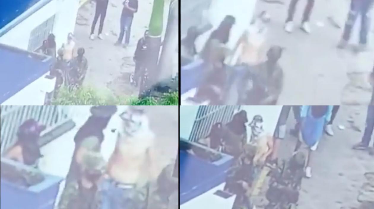 Imágenes de los encapuchados y los soldados.