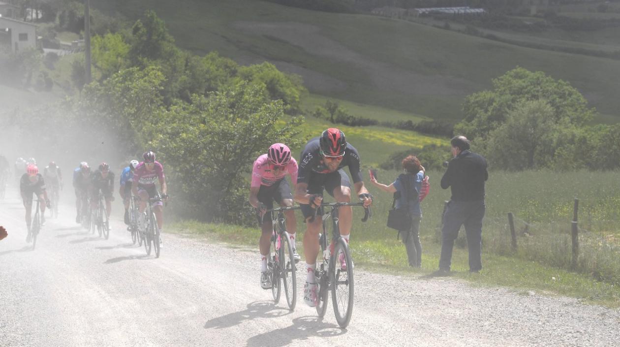Egan Bernal, ciclista colombiano, en el destapado de la etapa 11. 