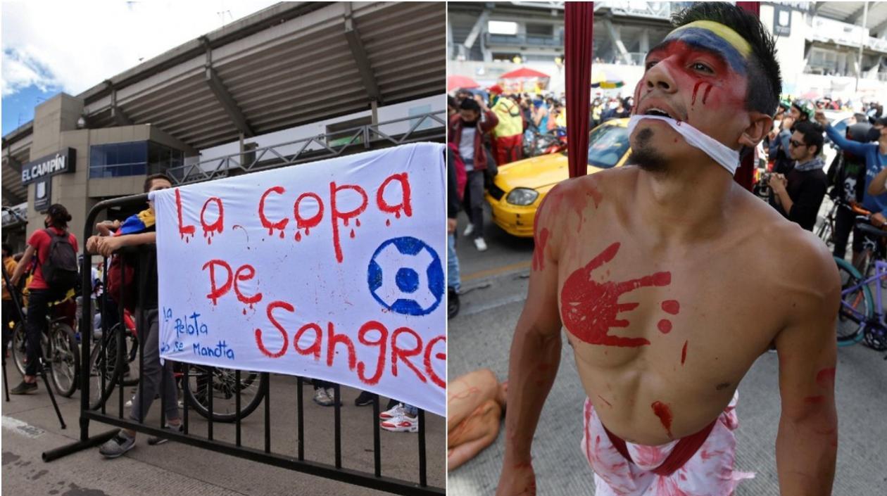 Protestas en el Campín. 