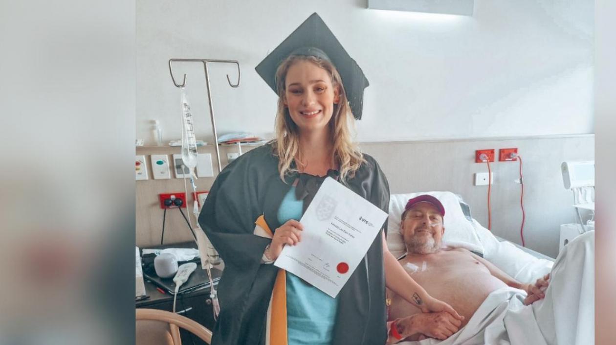 Kassidy Fischer con su padre. 