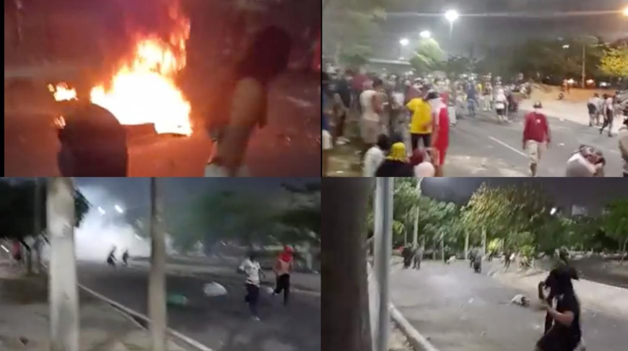 Imágenes de los desmanes y el enfrentamiento.