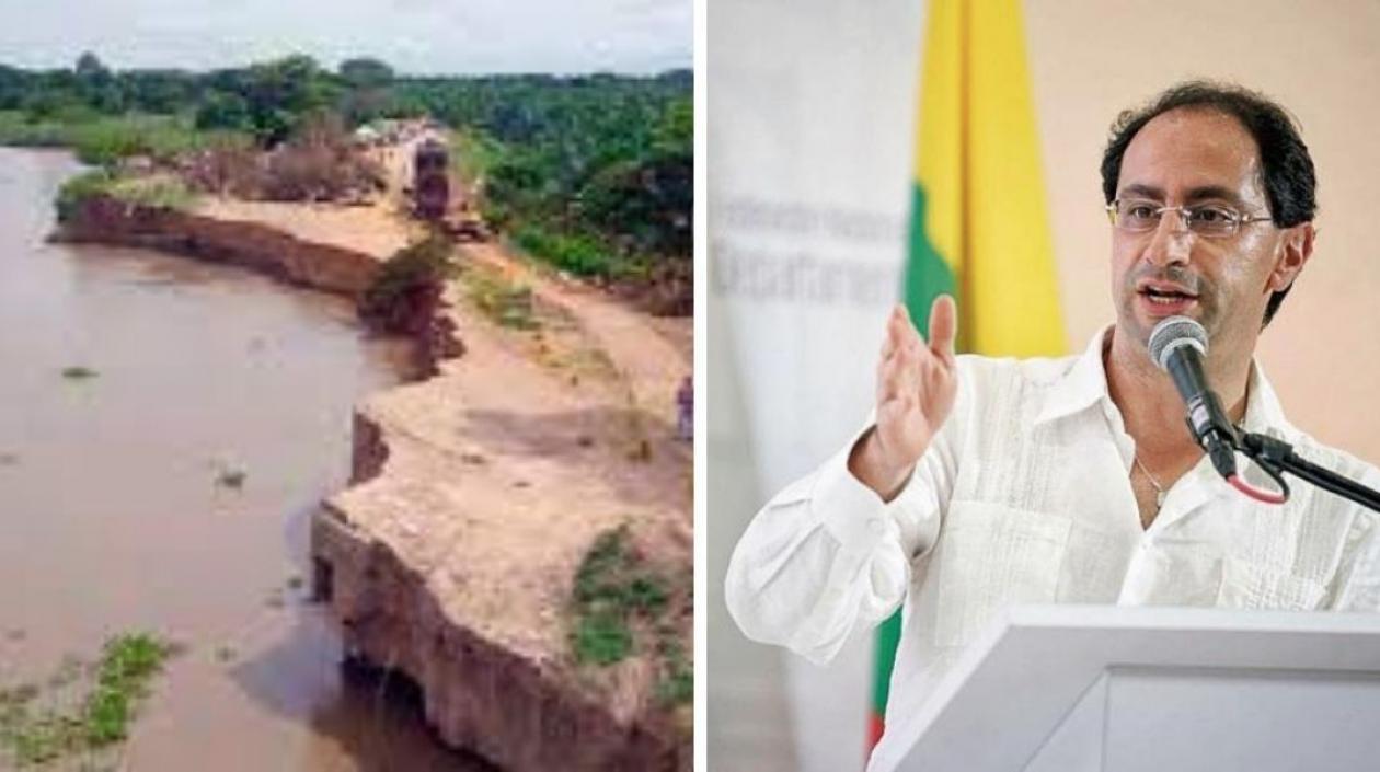 Erosión en Salamina y el Ministro José Manuel Restrepo.