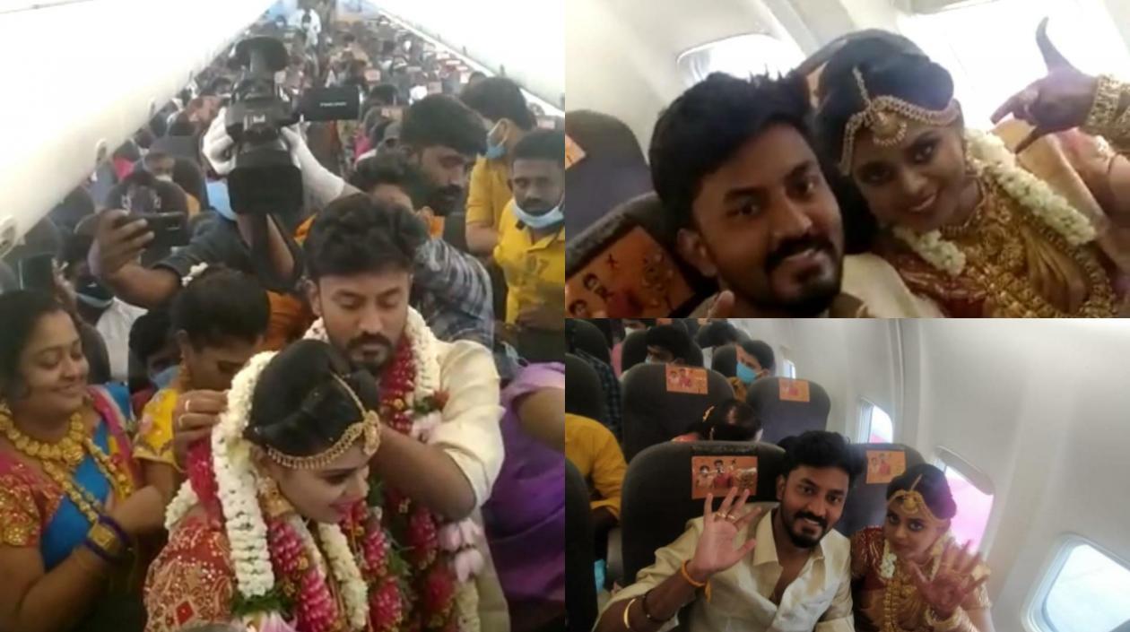 Así fue la boda en el avión.