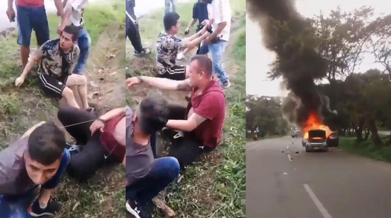 Momento de la violenta acción contra los policías.