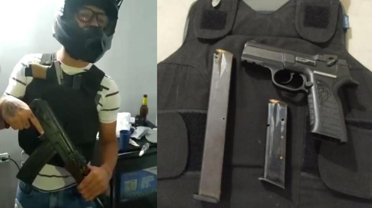 Alias 'Greco' presumiendo de un fusil en sus redes sociales y otras armas. 